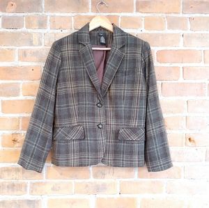 Khaki Plaid Haggar Petite Blazer